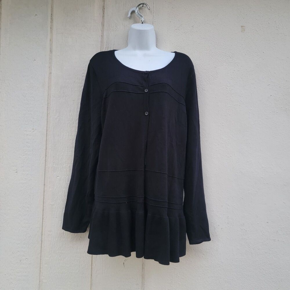 J Jason Wu button front longsleeve cardigan  black 2X